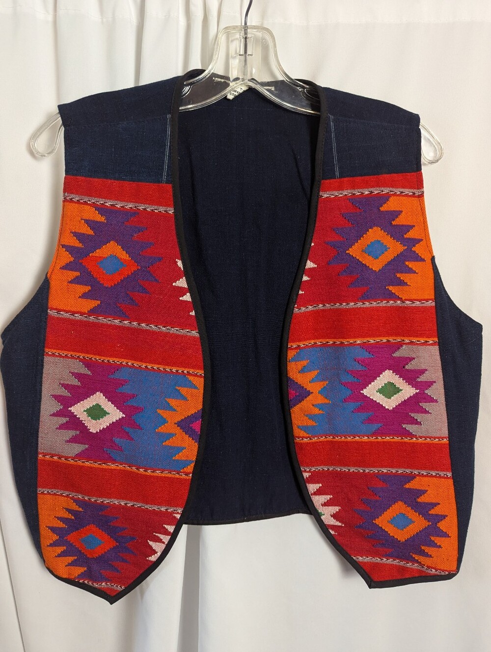 Vintage 80s Handmade Guatemalan Woven Vest Tribal Boho Folk Art